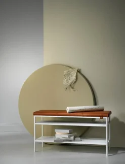 Maze Nancy sittbänk, vit - cognac