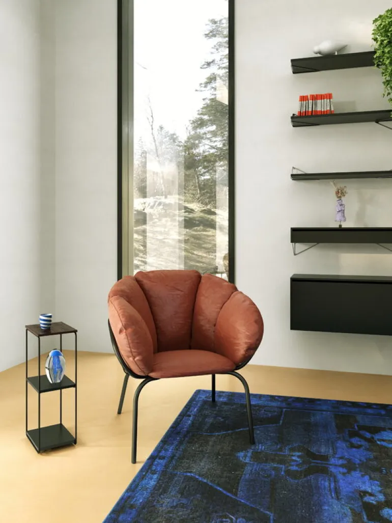 Maze Same Easy fåtölj, svart - brunt läder