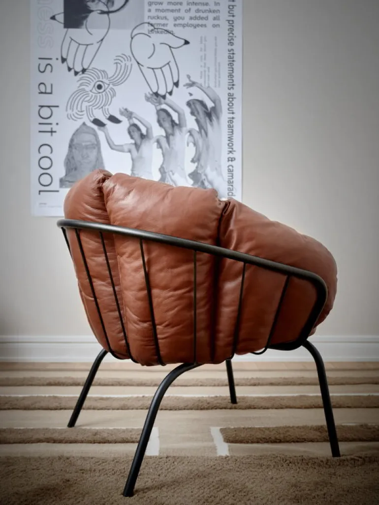 Maze Same Easy fåtölj, svart - brunt läder