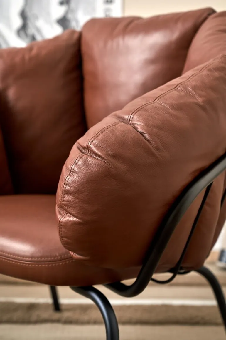 Maze Same Easy fåtölj, svart - brunt läder