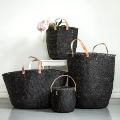 Mifuko Kiondo korg med handtag, M, svart