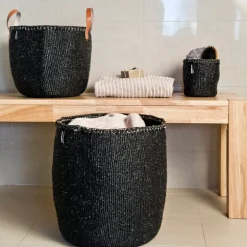 Mifuko Kiondo korg med handtag, M, svart