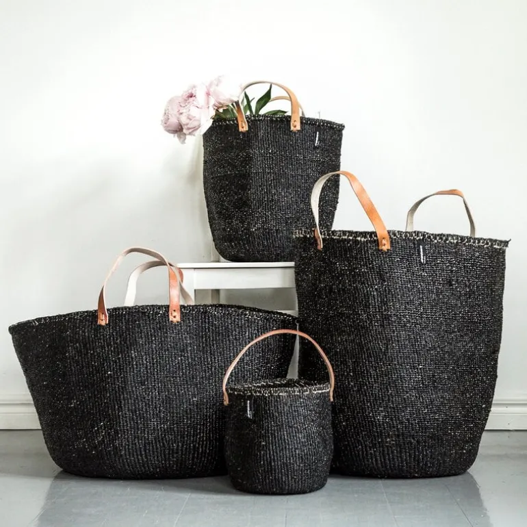 Mifuko Kiondo korg med handtag, L, svart