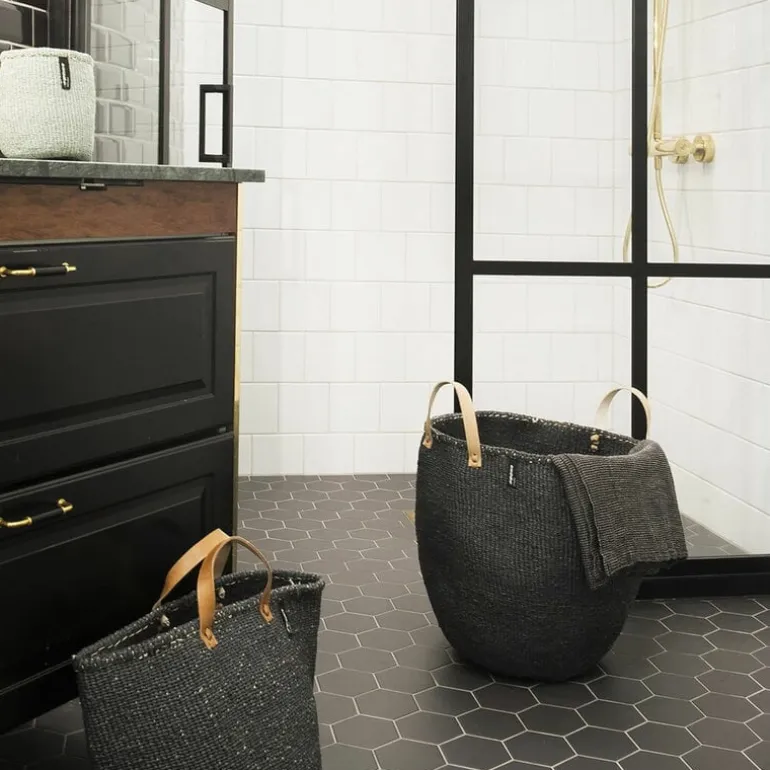 Mifuko Kiondo korg med handtag, L, svart