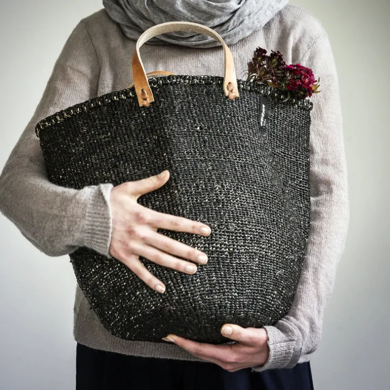 Mifuko Kiondo korg med handtag, L, svart