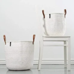 Mifuko Kiondo korg med handtag, M, vit