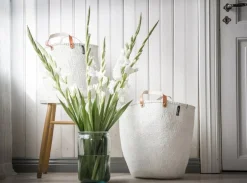 Mifuko Kiondo korg med handtag, L, vit