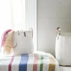 Mifuko Kiondo korg med handtag, L, vit