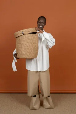 Mifuko Kiondo korg med lock, L, brun