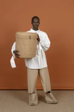 Mifuko Kiondo korg med lock, L, brun