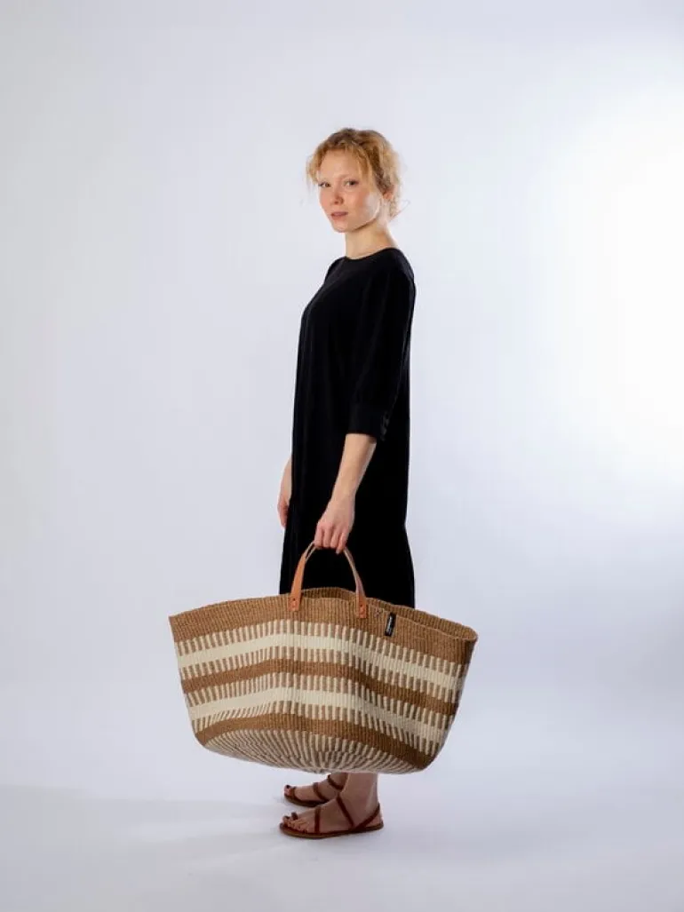 Mifuko Pamba golvkorg, XXL, vit - brun