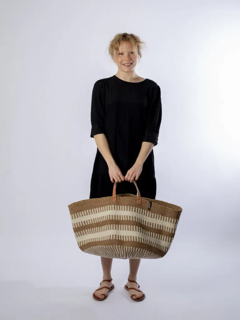 Mifuko Pamba golvkorg, XXL, vit - brun