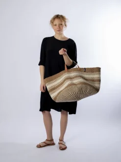 Mifuko Pamba golvkorg, XXL, vit - brun