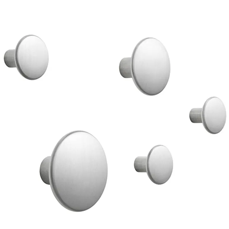 Muuto Dots Metal klädkrokar, 5-pack, aluminium
