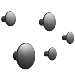 Muuto Dots Metal klädkrokar, 5-pack, svart
