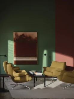 Muuto Doze fåtölj, låg, snurrfot, polerad aluminium - brunt Hearth 008