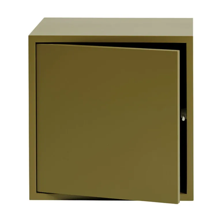 Muuto Stackad hyllmodul med dörr, medium, brungrön