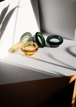 Nedre Foss Sirkel värmeljushållare, bärnstensgul