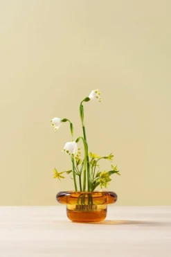 Nedre Foss Sirkel värmeljushållare, bärnstensgul