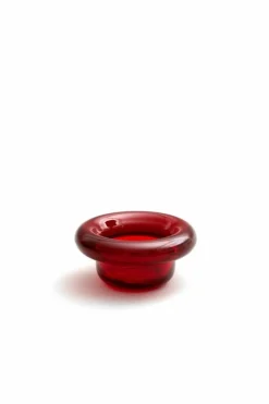 Nedre Foss Sirkel värmeljushållare, röd