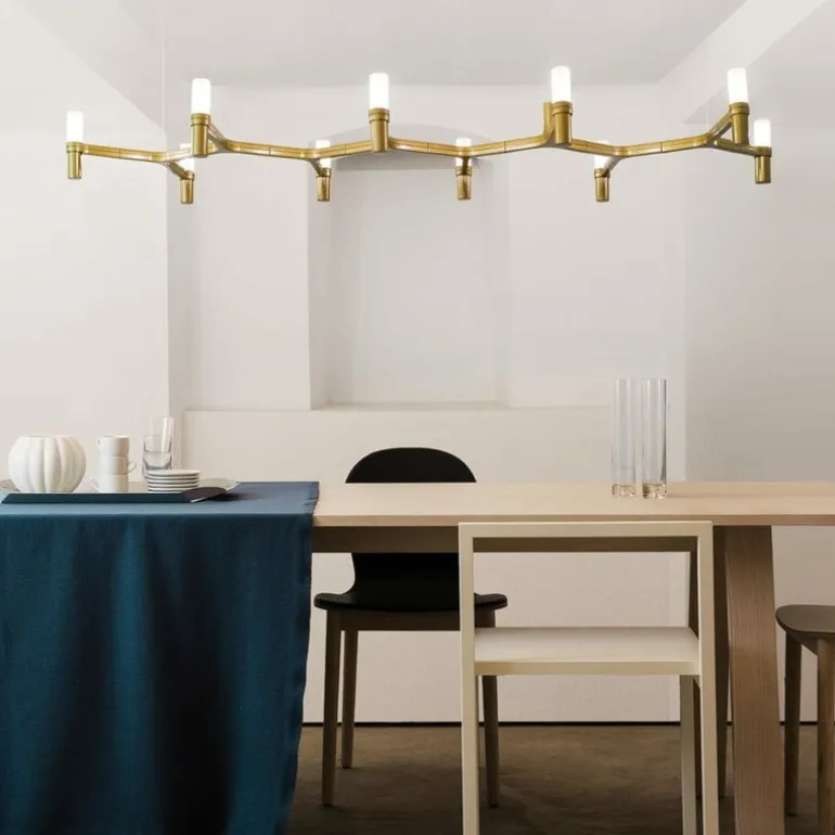 Nemo Lighting Crown Plana Linea pendel, matt guld