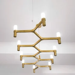 Nemo Lighting Crown Plana Linea pendel, matt guld