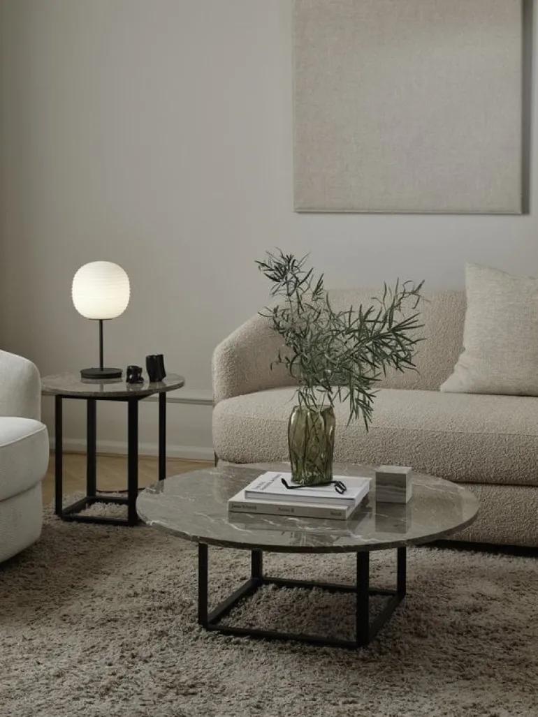 New Works Florence soffbord, 90 cm, svart - grå marmor