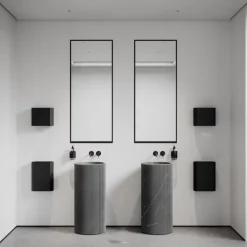 Nichba Toalettpappershållare med lock, svart