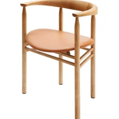 Nikari Linea RMT6 stol, ekfärgad ask - cognac läder