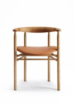 Nikari Linea RMT6 stol, ekfärgad ask - cognac läder