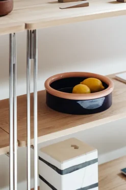 Nine Rod skål, 7 x 23,3 cm, korall - mörkblå