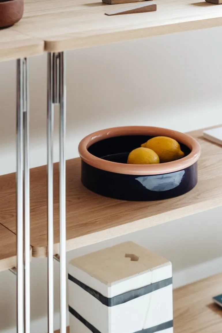 Nine Rod skål, 7 x 23,3 cm, korall - mörkblå