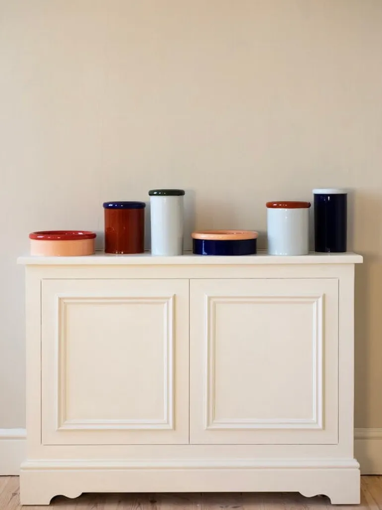 Nine Rod skål, 7 x 23,3 cm, korall - mörkblå