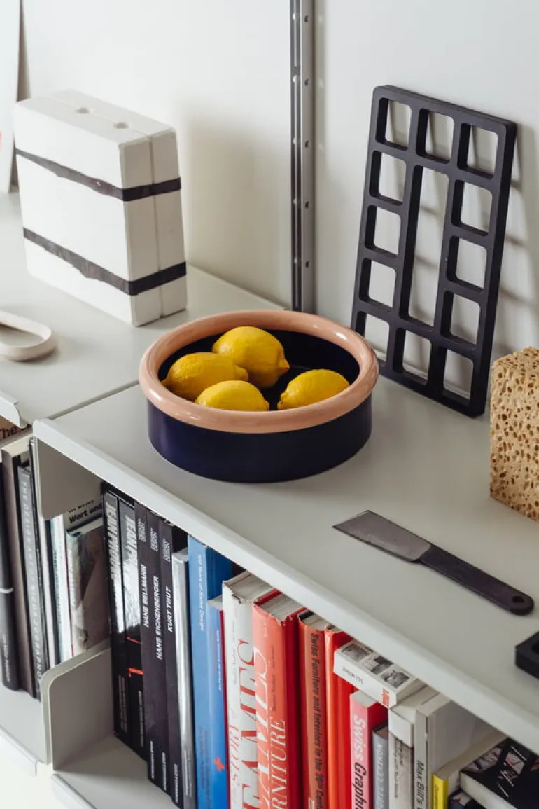 Nine Rod skål, 7 x 23,3 cm, korall - mörkblå