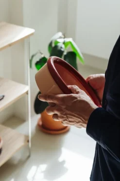 Nine Rod skål, 7 x 23,3 cm, röd - korall