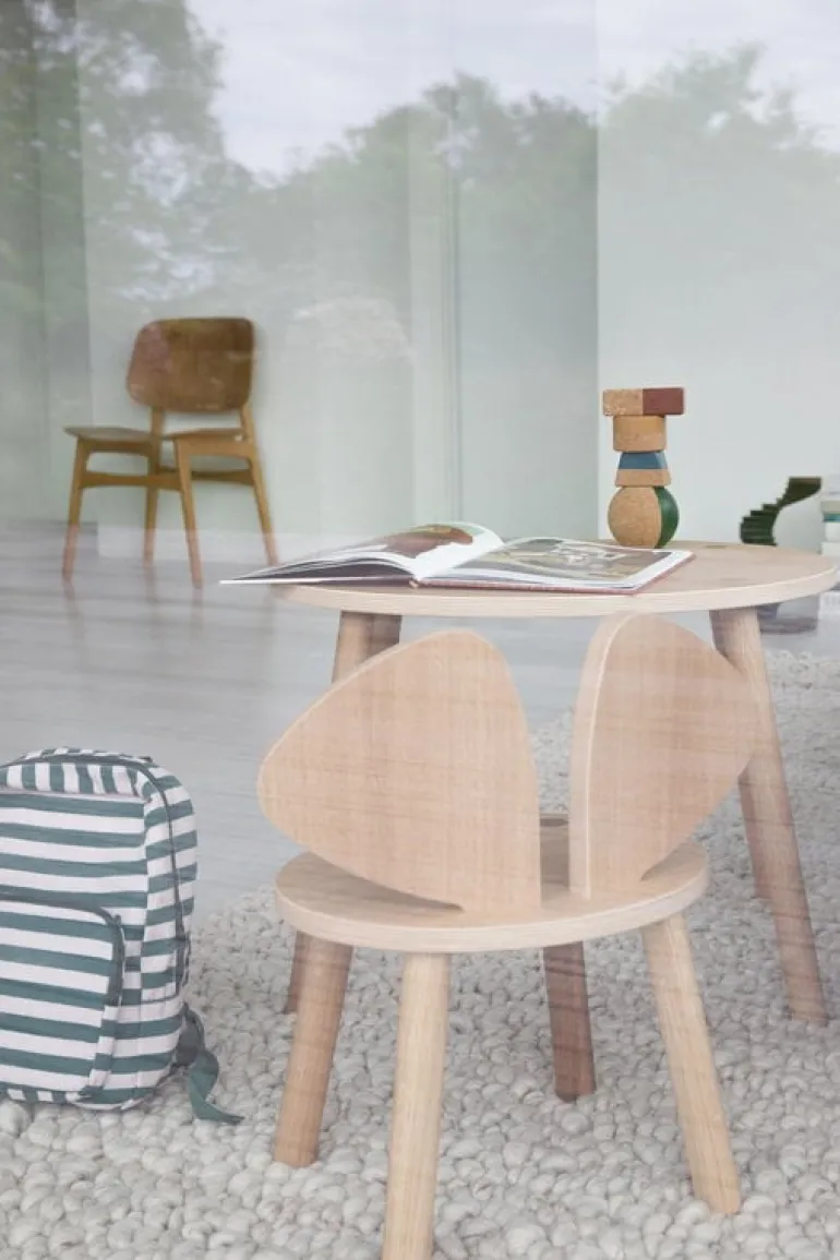 Nofred Mouse bord, lågt, lackerad ek