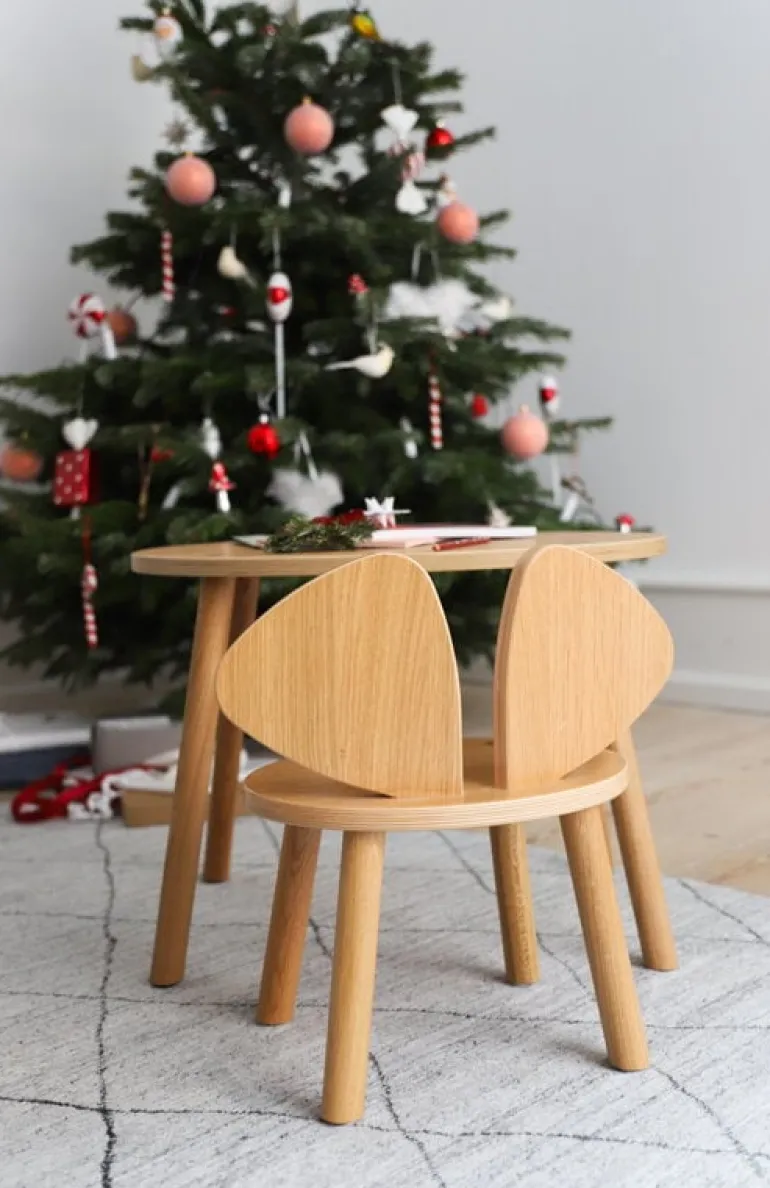 Nofred Mouse bord, lågt, lackerad ek