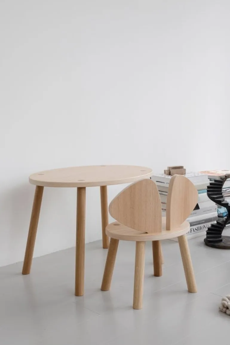 Nofred Mouse bord, lågt, lackerad ek