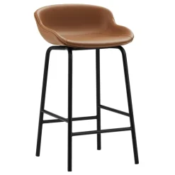 Normann Copenhagen Hyg barstol, 65 cm, svart - brandyfärgat Ultra-läder