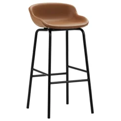 Normann Copenhagen Hyg barstol, 75 cm, svart - brandyfärgat Ultra-läder