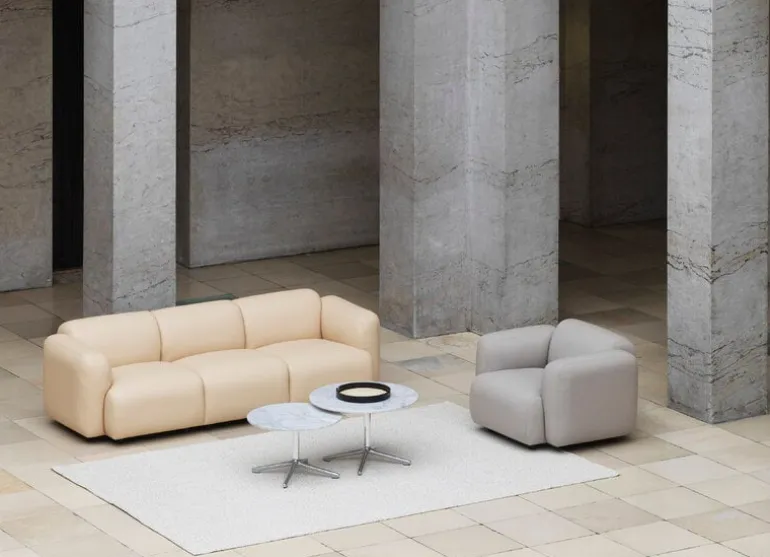 Normann Copenhagen Lunar soffbord, 70 cm, aluminium - vit marmor