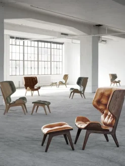 NORR11 Mammoth fotpall, mörk rökt ek - Dunes Camel 21004 läder