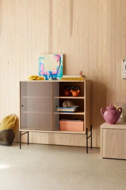 Northern Hifive glasvitrin, 100 cm, hög, ljusoljad ek