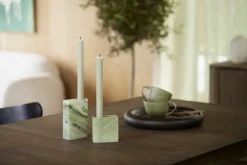 Northern Monolith ljushållare, låg, blandad grön marmor