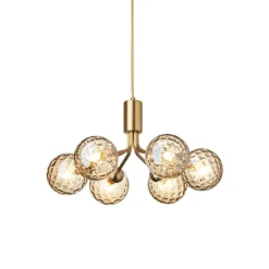 Nuura Apiales 6 pendellampa, brushed brass - optic gold