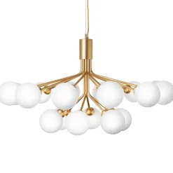 Nuura Apiales 18 pendellampa, borstad mässing - opal white