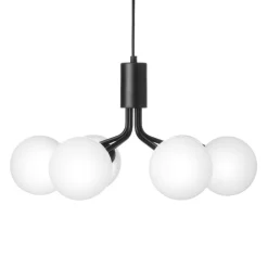 Nuura Apiales 6 pendellampa, satin black - opal white