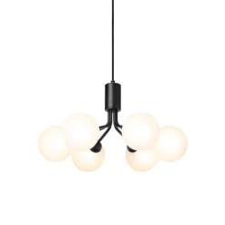 Nuura Apiales 6 pendellampa, satin black - opal white