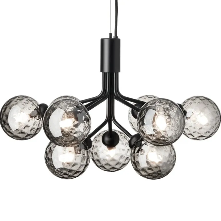 Nuura Apiales 9 pendellampa, satin black - optic smoked