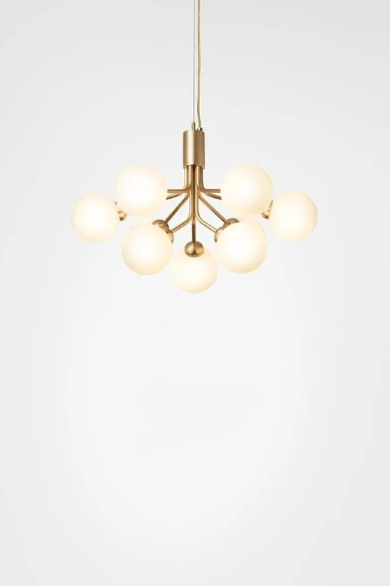 Nuura Apiales 9 pendellampa, borstad mässing - opal white
